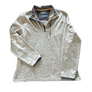 GH Bass Pullover Sweater Men Size L Quarter Zip Gray Heather Fleece Chest Pocket